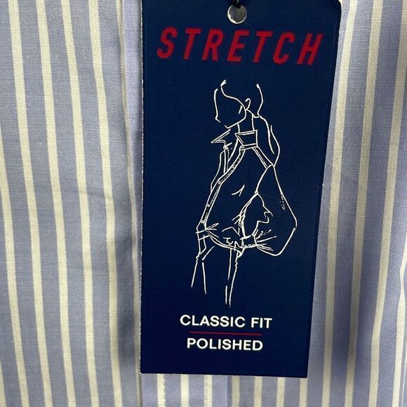 CHAPS NEW $60 Classic Fit Polished Balloon Sleeve Stretch Poplin Striped Blouse - Picture 6 of 7